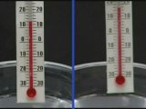 小型温度計で水とアルコールの温度変化をみる